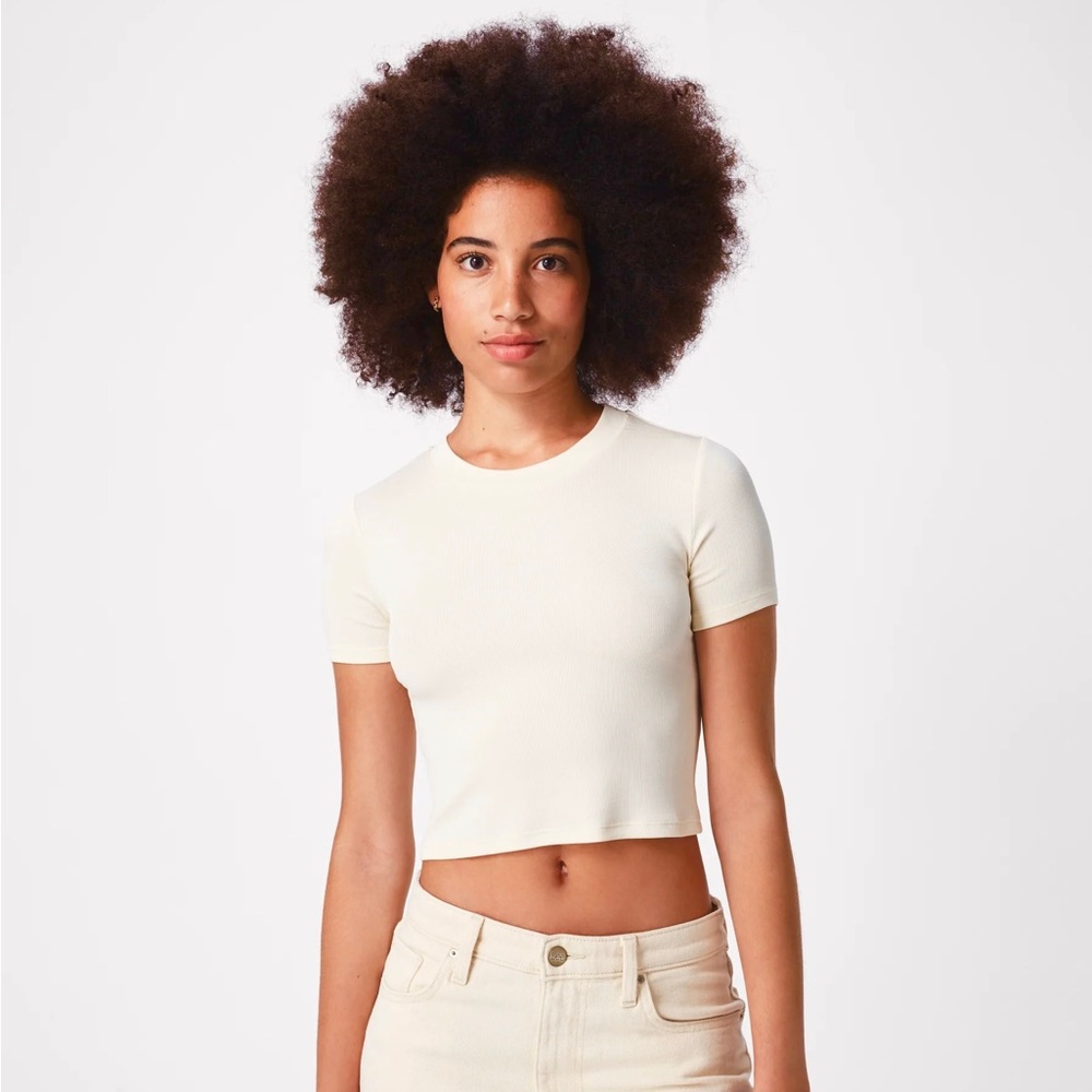 Fordays Microrib Crop Top Organic Cotton Cream Large New With Tags NWT
